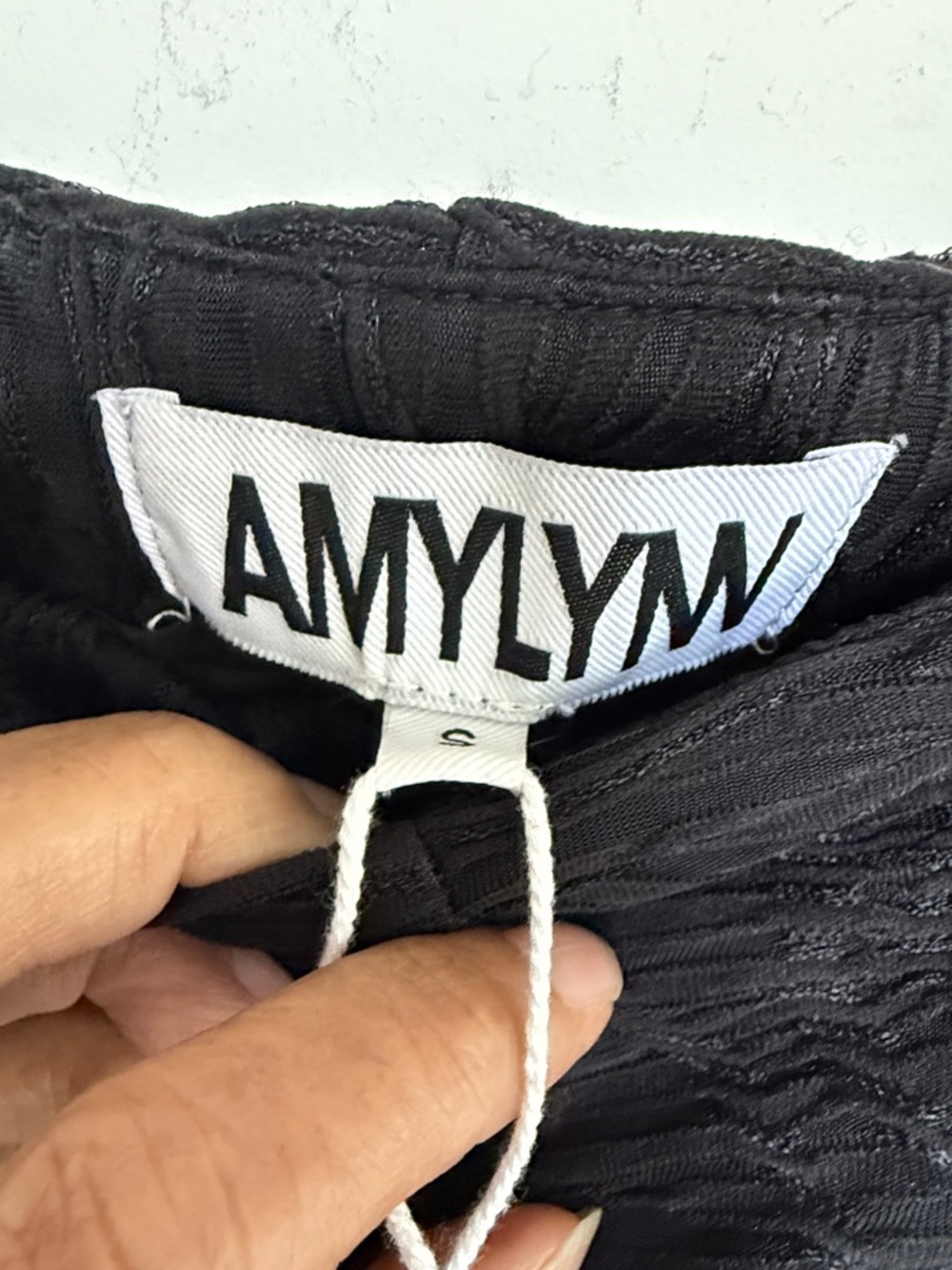 Amylynn Black Textured Pants with Feather Trim - Picture 5 of 12